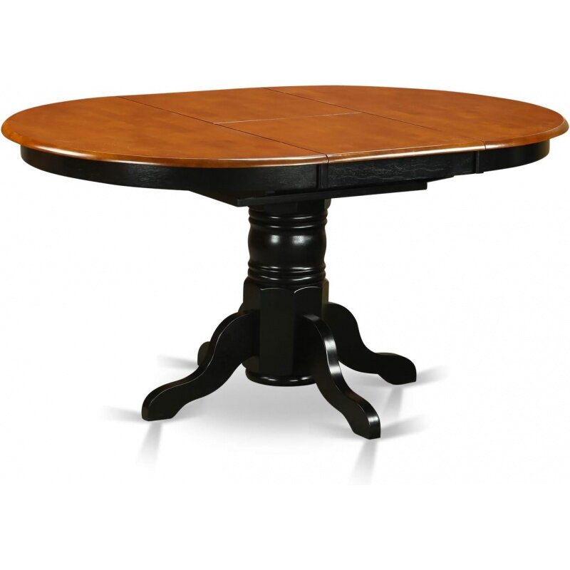 East West Furniture KEDO5-BCH-W 5 buah Set ruang makan Furniture termasuk meja dapur Oval dengan daun kupu-kupu dan 4 makan