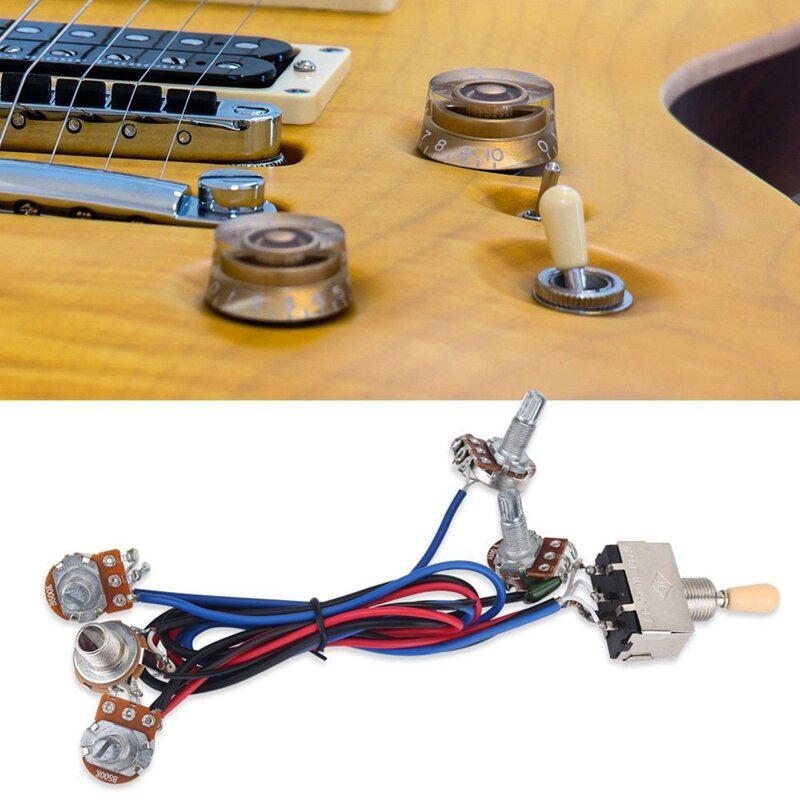 Lp Electric Guitar Pickups Wiring Harness Kit 2T2V 500K Pots 3 Way Switch With Jack For Dual Humbucker Gibson Les Pual Style Gui