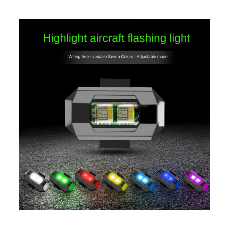Drone lampu sorot LED USB 7 warna, lampu peringatan berkedip sinyal Mini Terbang malam Drone ekor sepeda anti-tabrakan