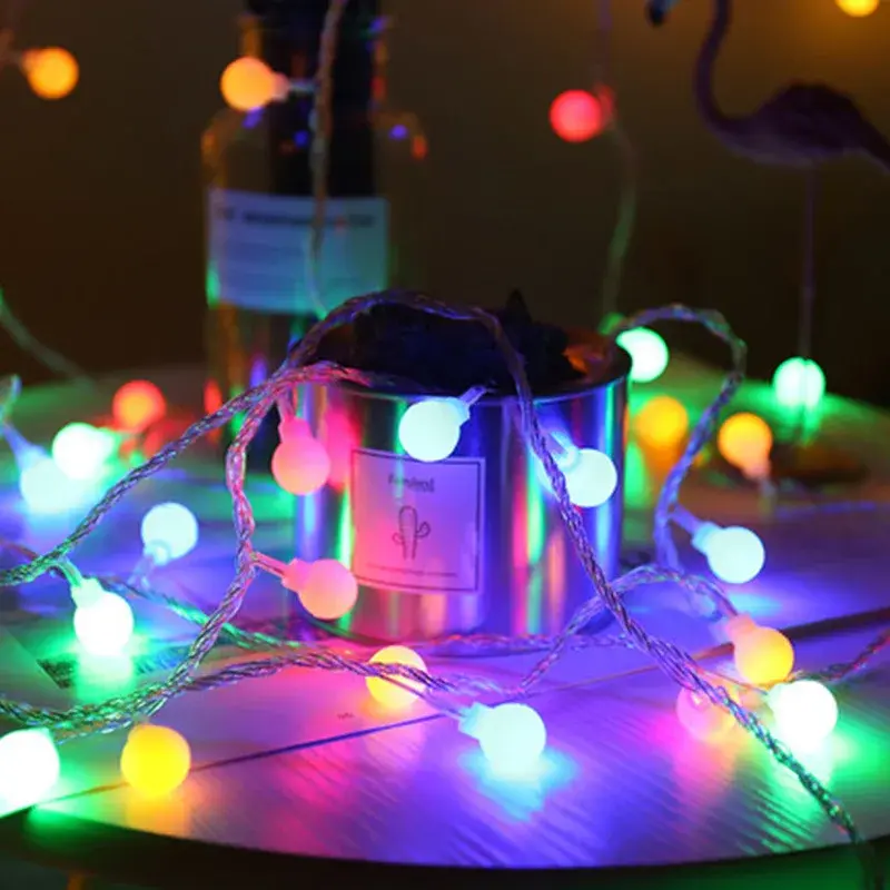 Guirxiété Lumineuse en Forme de Petite Boule Givrée, Décoration pour Tente de Camping en Plein Air, Noël