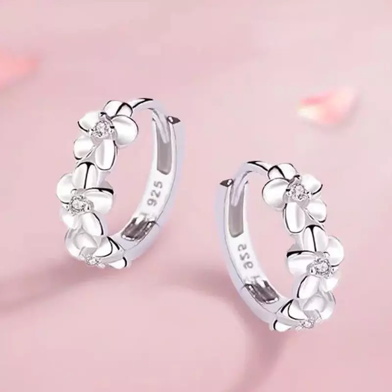 Top Sale 925 Sterling Silber Nadel Ohrringe für Frauen Hochzeit Mode hochwertige Schmuck Kristall Zirkon Blume niedlichen Ohr stecker