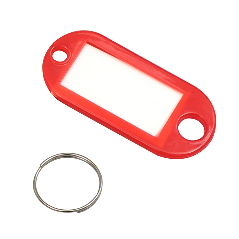 Keychain plástico colorido Key Tags, etiqueta de nome, etiqueta da bagagem, etiqueta de identificação, anel rachado, 10 pcs, 20 pcs, 30 pcs, 50pcs