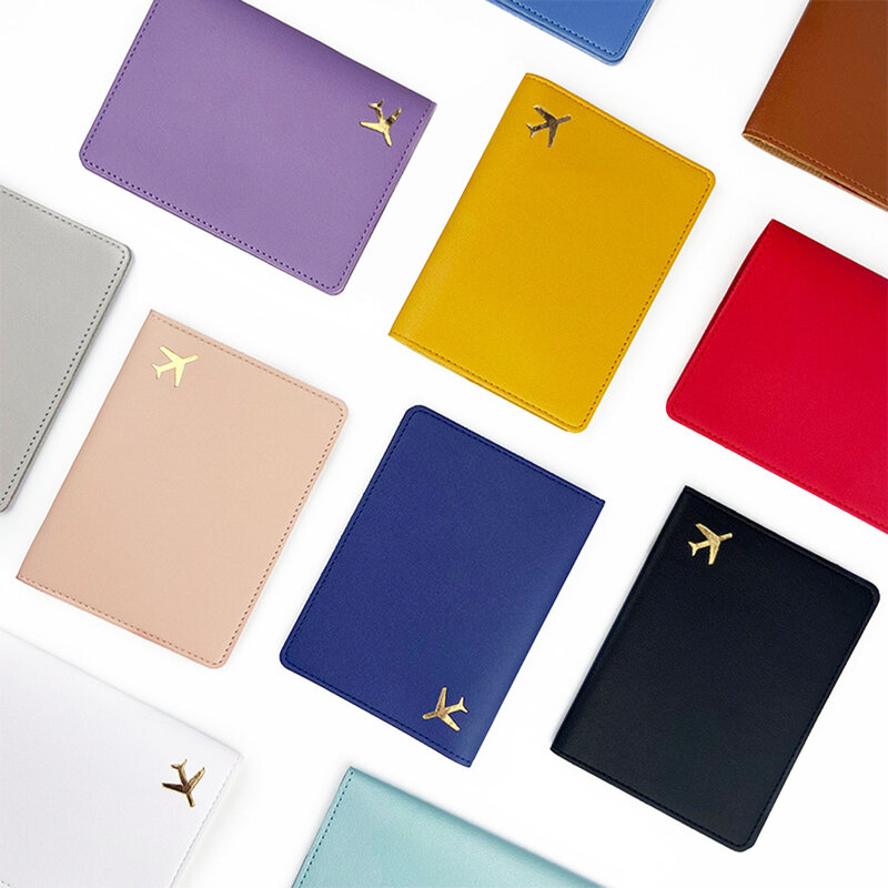 Luxury Gold Airplane Passport Cover Custom Name Men Women Business Passport Holder Personalized Logo Initials Travel Accessories