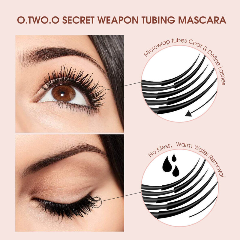 O.TWO.O Waterproof Mascara Lengthens Eyelashes Extension Black 3D Silk Fiber Mascara Extra Volume Female Mascara Makeup