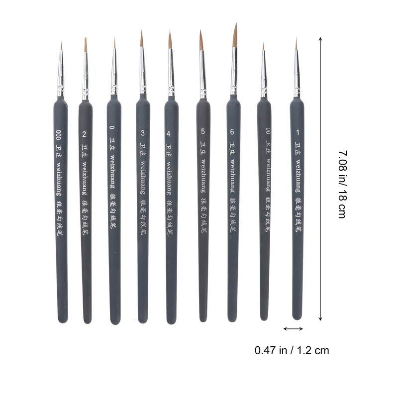 Profissional Lobo Fine Paint Brush Sets, Fine Pintura Pen, Nylon Escova De Cabelo, Desenho Linha Pen, Art Supplies, A45