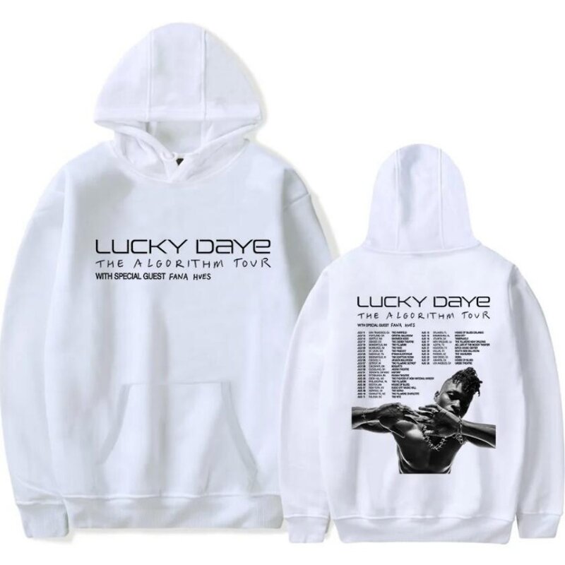 Unisex Lucky Daye O Algeorthm Tour Hoodie, Camisola gráfica engraçada, Hip Hop Streetwear, Harajuku treino