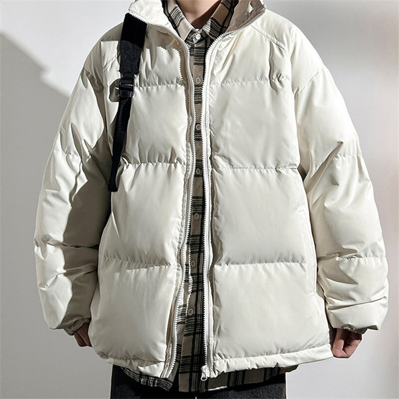 2023 inverno moda uomo tendenza colletto in piedi cappotto di cotone Casual Versatile cappotto di cotone sciolto e caldo da uomo