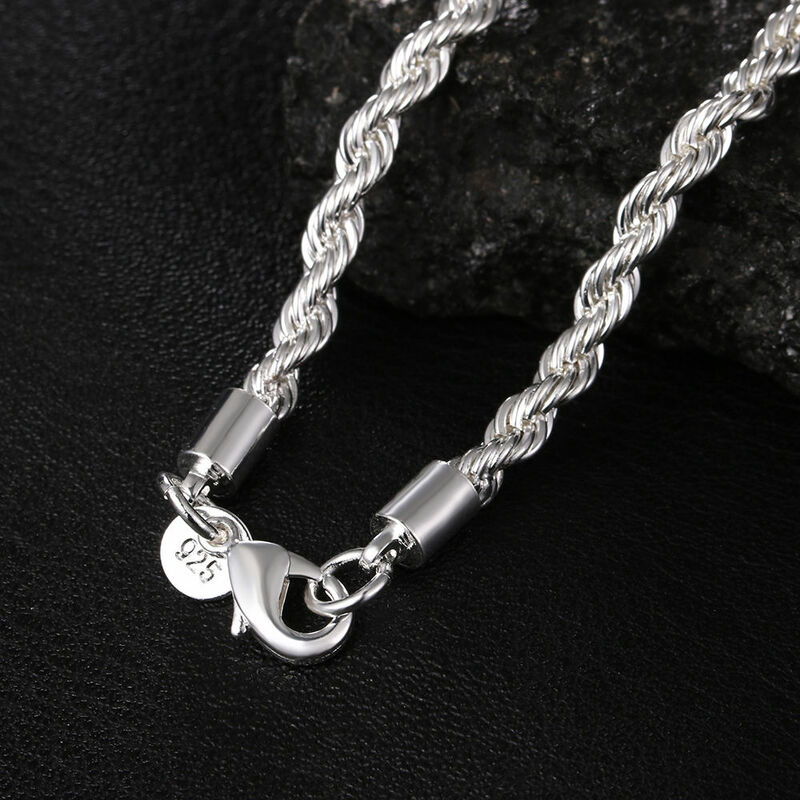 925 srebro 2/3/4MM 16-24 cali lina łańcuszkowy naszyjnik dla mężczyzn kobiet moda Punk wesele prezenty biżuteria