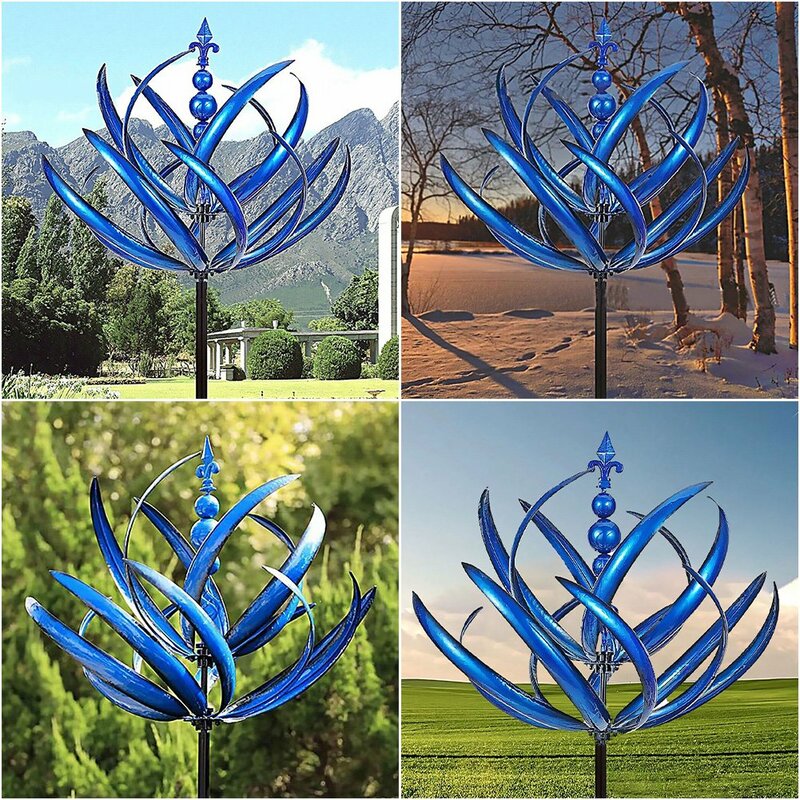 Harlow Wind Spinner Metal Windmill 3D Wind Powered Kinetic Sculpture Lawn Metal Wind Solar Spinners Yard and Garden Decor