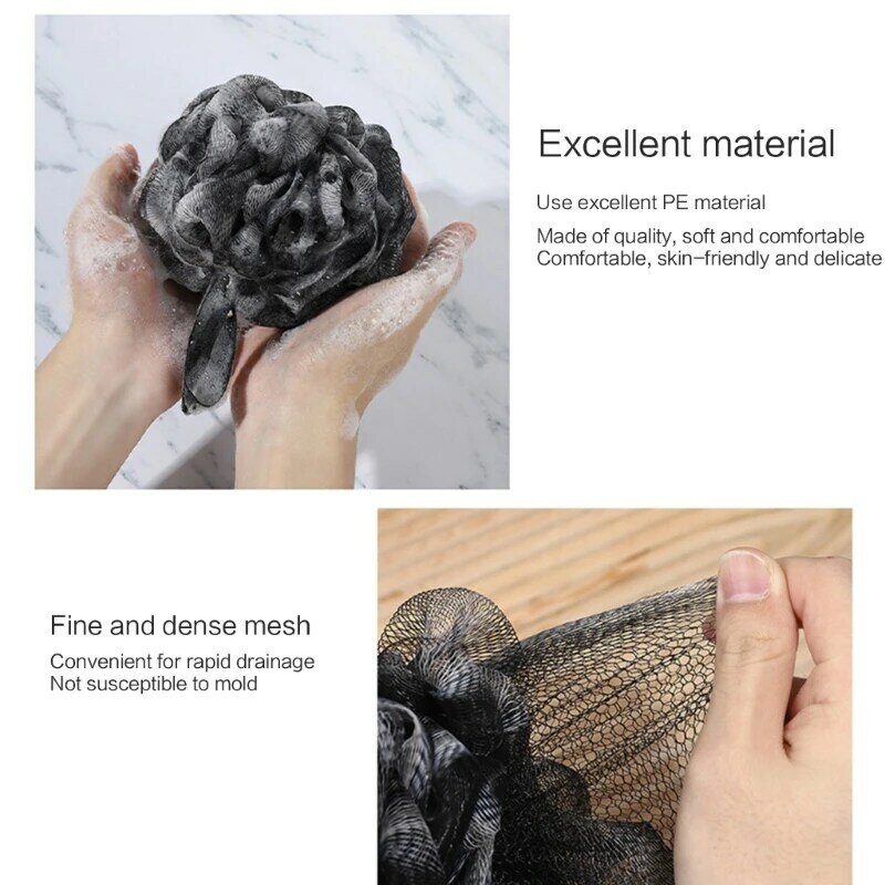 Bagno al carbone di bambù nero bagno per adulti fiore doccia morbida maglia schiuma strumento per la pulizia della palla da bagno accessori per il bagno Drop Shipping