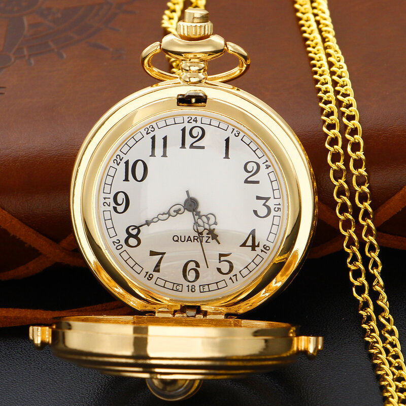 Luxury Golden Hourglass Hollow Quartz Pocket Watch Vintage Fob Chain Necklace Bracelet Pendant Clock Men's and Women's Best Gift