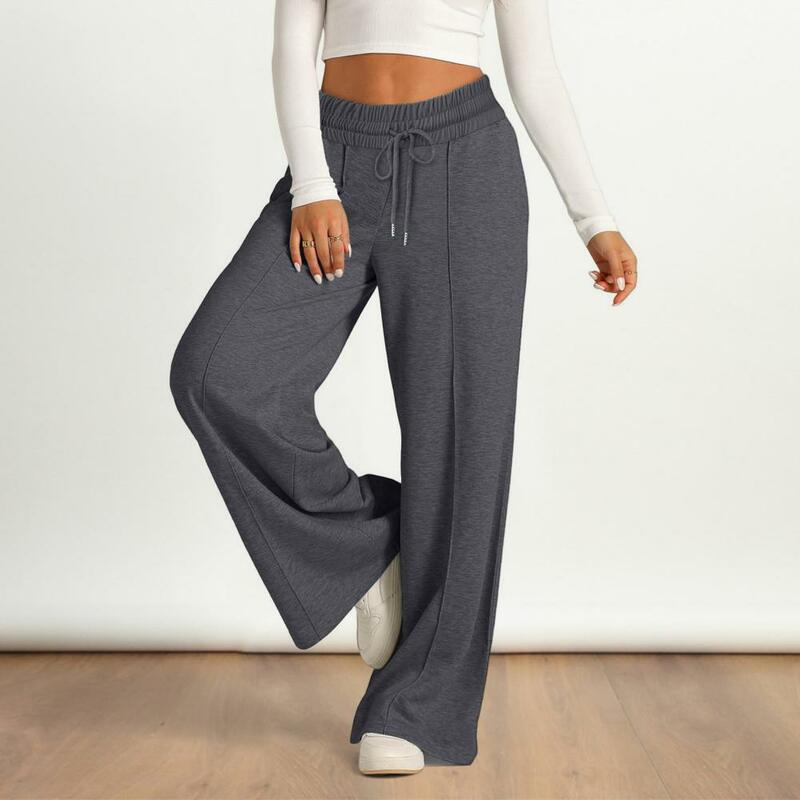 Women Straight Leg Sweatpants Comfortable Wide Leg Sweatpants for Women with Elastic Drawstring Waist Solid Color Sport for A