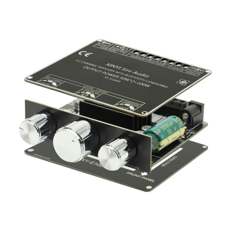 Saluran XY-E100H2.1 Bluetooth Audio Amplifier papan modul TPA3116 50Wx2 + 100W Subwoofer modul multi-fungsi