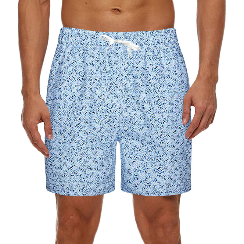 Pantalones cortos de rayas blancas para hombre, ropa de playa, bañadores con forro, primavera caliente, 2024