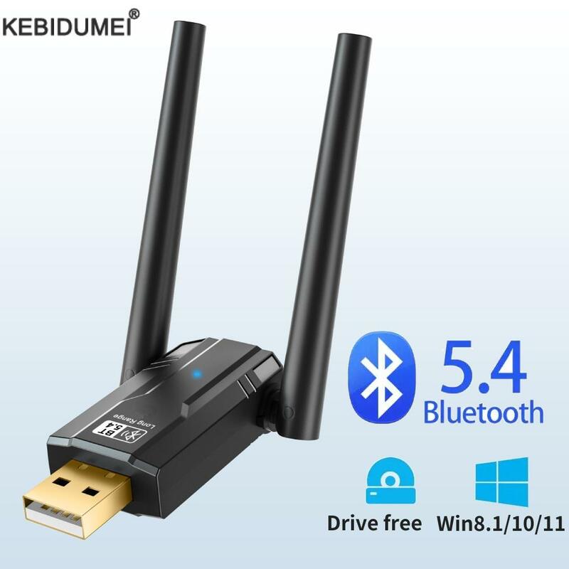 Dongle USB Bluetooth 5.4 5.3, adaptor USB Bluetooth 150M untuk PC, Mouse nirkabel, Keyboard, musik Audio, pemancar, Bluetooth