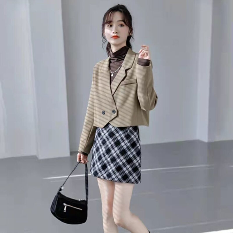 Solid Blazers Women Single Button All-match Simple Retro Patchwork Preppy Style Loose Spring Cozy Office Lady Chic Outerwear