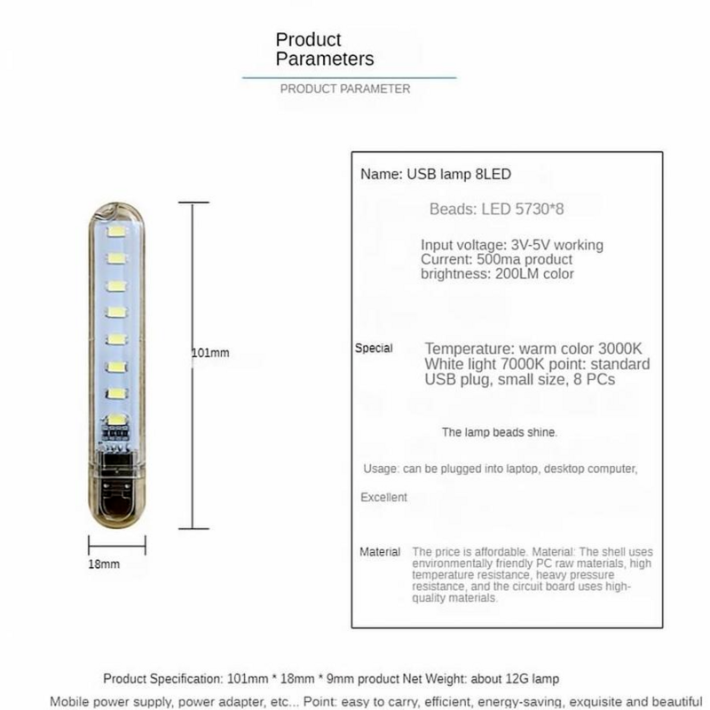 VnnZzo Lampu Buku LED USB 2-24LEDS SMD 5630 5730 Bohlam LED 5V Input Daya Putih 5000-6500K Putih Hangat 3000-3500K USB Lampu Malam