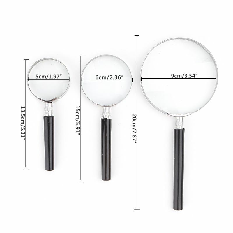 3 Sizes Glass 5X Portable Magnifier Metal & Plastic for Reading Hobby 94PD