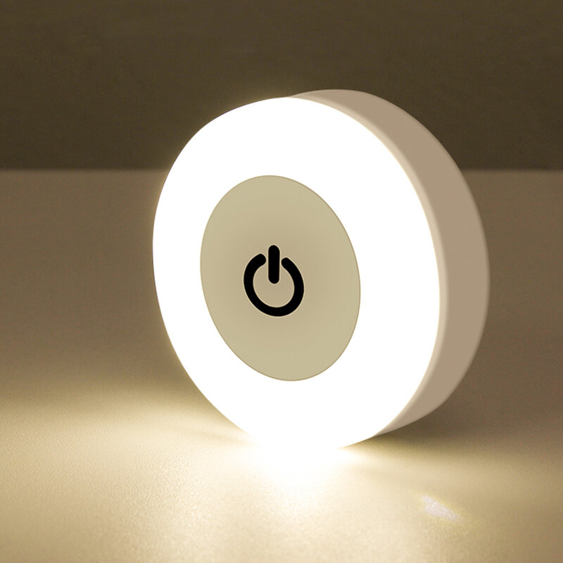 Luces LED de noche con Sensor táctil, recargable por USB Base magnética, lámpara de atenuación portátil redonda, decoración de habitación, 3 modos