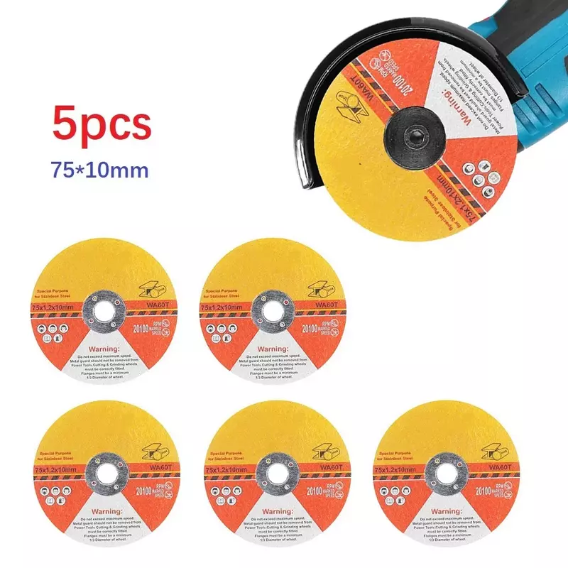 5pcs 75mm Circular Resin Saw Blade Grinding Wheel Ultra-thin Cutting Disc For Angle Grinder Wood Steel Stone Cutting Power Tool