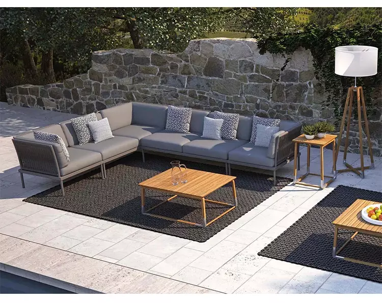 Custom outdoor leisure rattan sofa tea table combination creative hand-designed villa garden courtyard balcony open-air furnitur