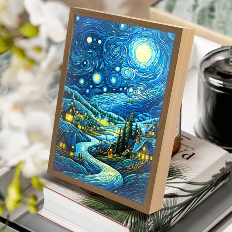 Luz LED de Arte de Van Gogh, pintura de Anime, decoración de habitación, luz de humor de carga inalámbrica, Lámpara USB, decoración de pared, luz nocturna, regalo para el hogar