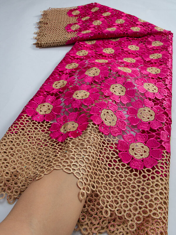 Guipure-tela de encaje africano de alta calidad, Material para vestido elegante de fiesta de boda, costura TY3282, 2023