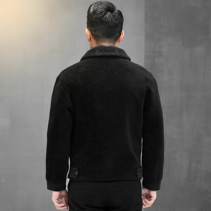 Mantel Fashion Pria Pertengahan Panjang Bulu Musim Gugur Baru Ukuran Besar Pria Jalan Penebalan Imitasi Bulu Asli Pakaian Pria Mantel G403