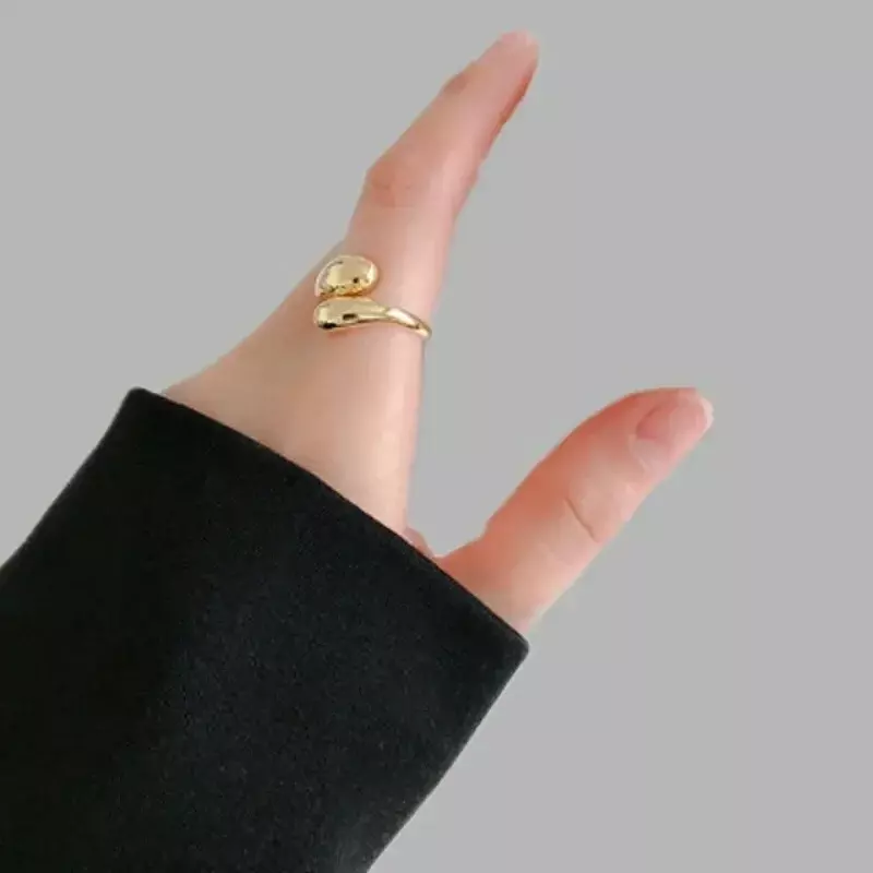 Gładkie podwójne koraliki pierścionki dla kobiety otwarty złoty kolor geometryczny pierścionki dla par ślubny estetyczny prezent na biżuterię