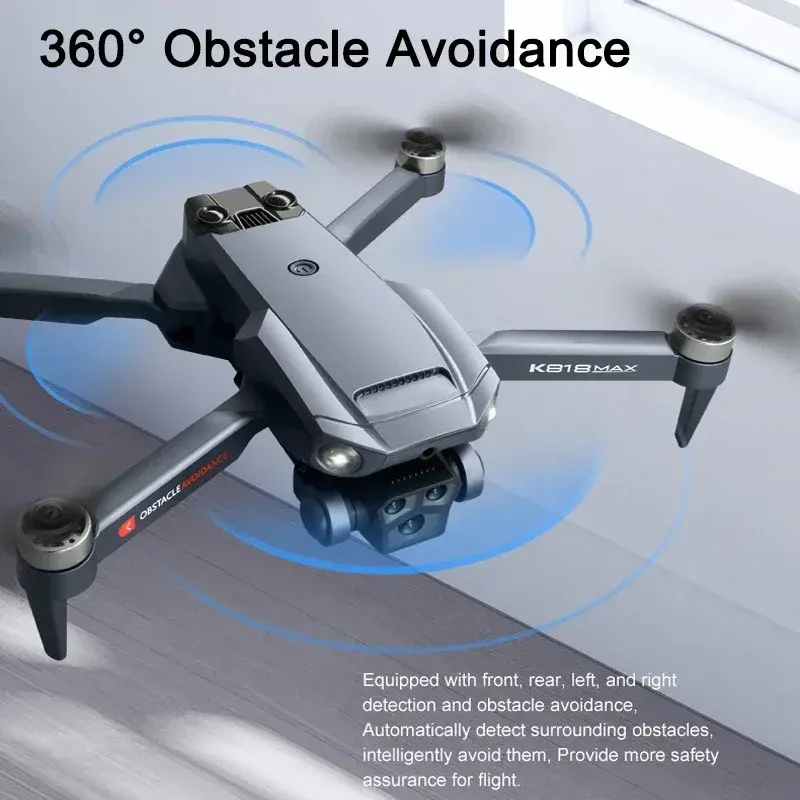 طائرة بدون طيار احترافية لتجنب العوائق بدون فرش ، كوادكوبتر قابلة للطي ، ألعاب UAV ، تصوير جوي 4K ، كاميرا عالية الدقة ، K818 Max ، RC