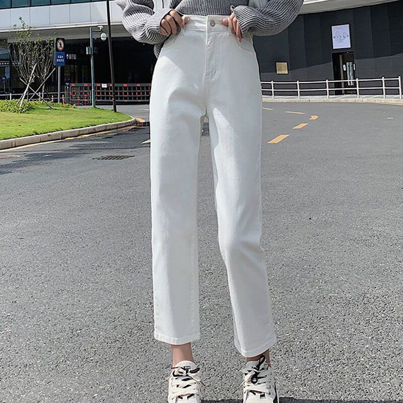 New High Waisted Wide Leg Straight Loose Denim Jeans Pants Women's Daily Sexy Trousers White 2024 New Arrivals