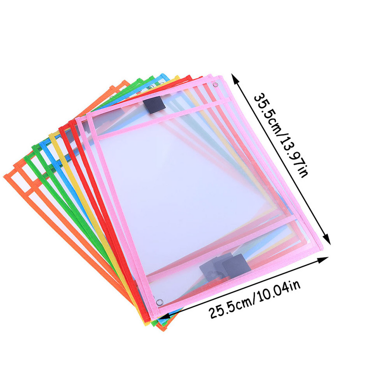 8 Pcs Pocket Erasable File Bag Child Reusable Dry Erase Sleeves Folders Pvc Reusable Bill Pockets