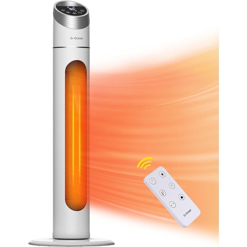 Space Heater for Large Room, 34" Tower Heater 70° Oscillating, Adjustable Thermostat, Overheating & Tip-over Protection