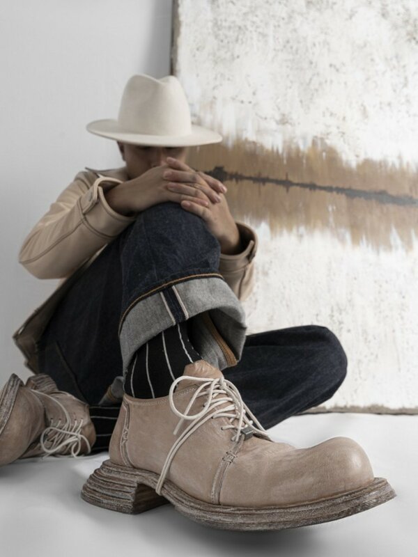 Классические винтажные мужские туфли из натуральной кожи, размеры 45 46 47 48, высококачественные оксфорды из лошадиной кожи ручной работы в стиле Харадзюку, под заказ, 15 дней