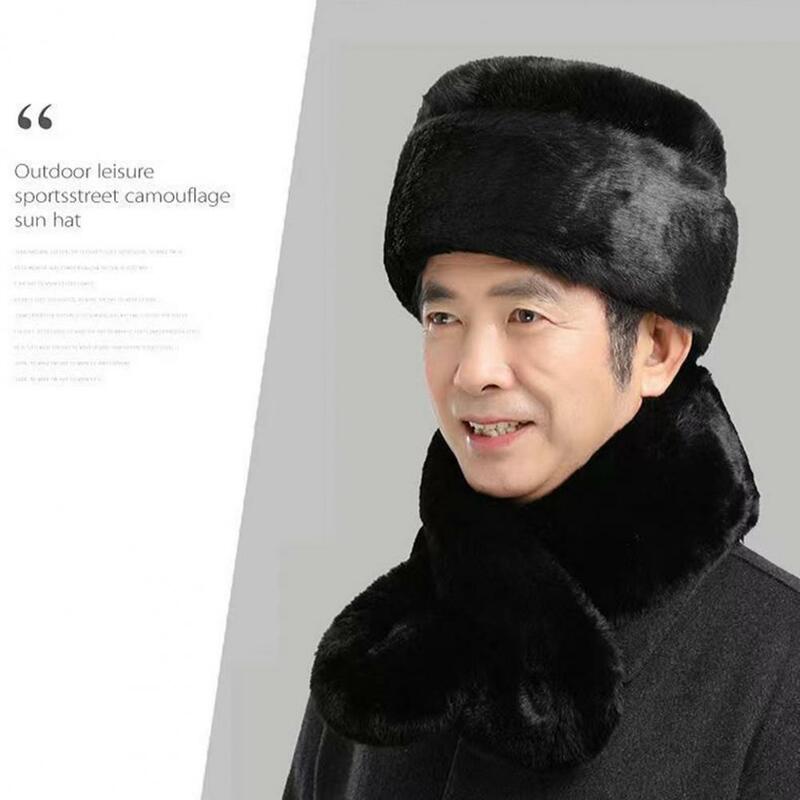 남성용 방풍 인조 모피 모자, 다목적 겨울 액세서리, 매우 두꺼운 모자, 단색, 추운 날씨용, 가을
