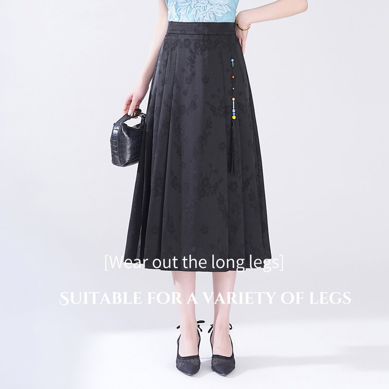 Женская прямая юбка в китайском стиле, модная дышащая юбка с лошадью, подходящая для весны и лета, женские брюки, бесплатная доставка