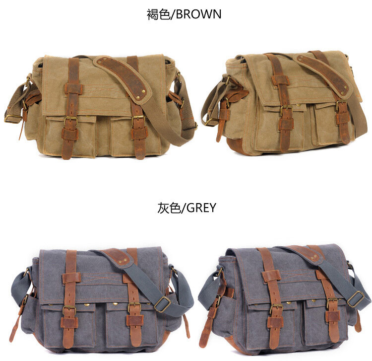 Холщовая винтажная сумка-мессенджер для мужчин и женщин, модный дорожный портфель на плечо для ноутбука 15,6 дюйма, 15,6