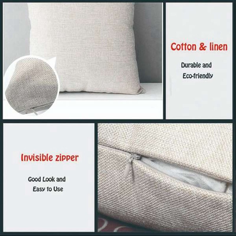 Funda de almohada cuadrada de lino para decoración del hogar, 4 piezas, para sofá, coche, regalo con patrón de cervatillo, 45x45cm