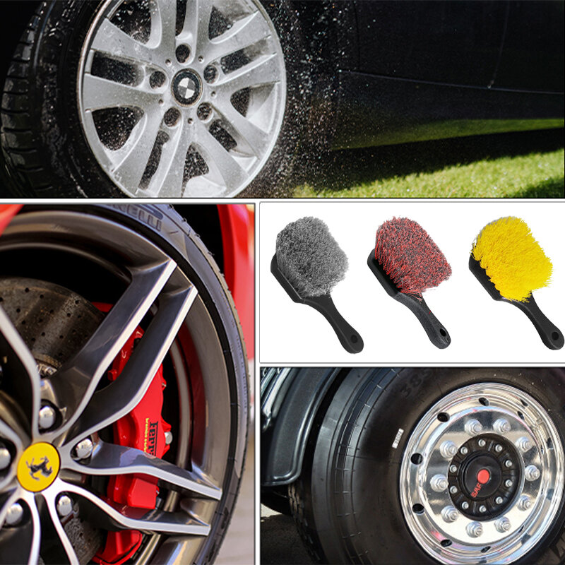 Escova da roda & do pneu para a borda do carro e toda a superfície exterior escova macia da lavagem do carro da cerda limpa pneus & libera sujeira e sujeira da estrada