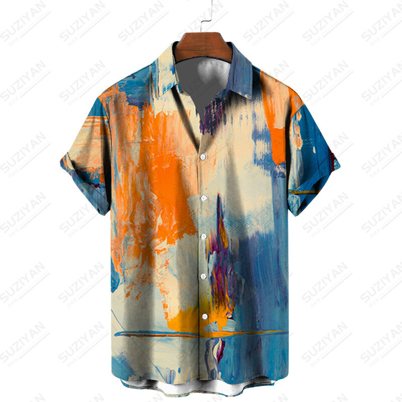 Ethnic New Arrivals Shirts For Men Hot-Selling Clothe Turn-Down New Arrivals Color Especial Elements Button Products Stripped