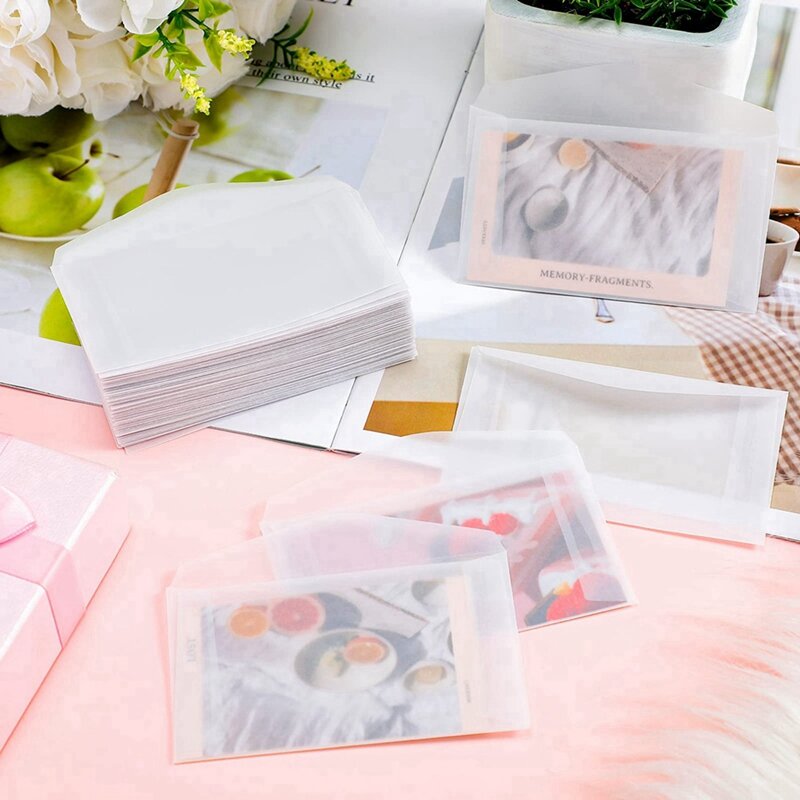 Ensemble d'enveloppes vierges en papier translucide, lettre vintage, cartes d'invitation de mariage, 100 pièces