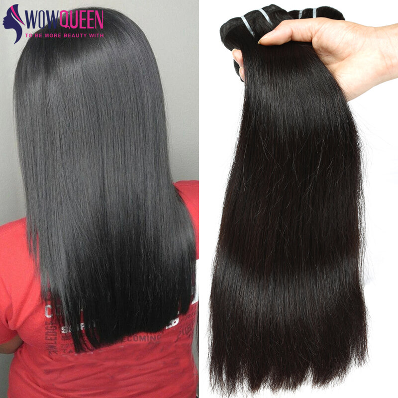 Bundel rambut lurus manusia ekstensi rambut tebal ditarik ganda untuk wanita bundel rambut mentah Vietnam hitam alami 1/2/3/4 buah