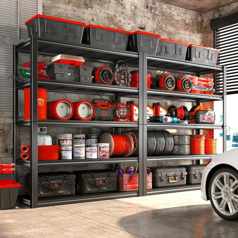 Garage Shelving Heavy Duty Storage Shelves 2500LBS Heavy Duty Shelving 5 Tier Adjustable Metal Shelves