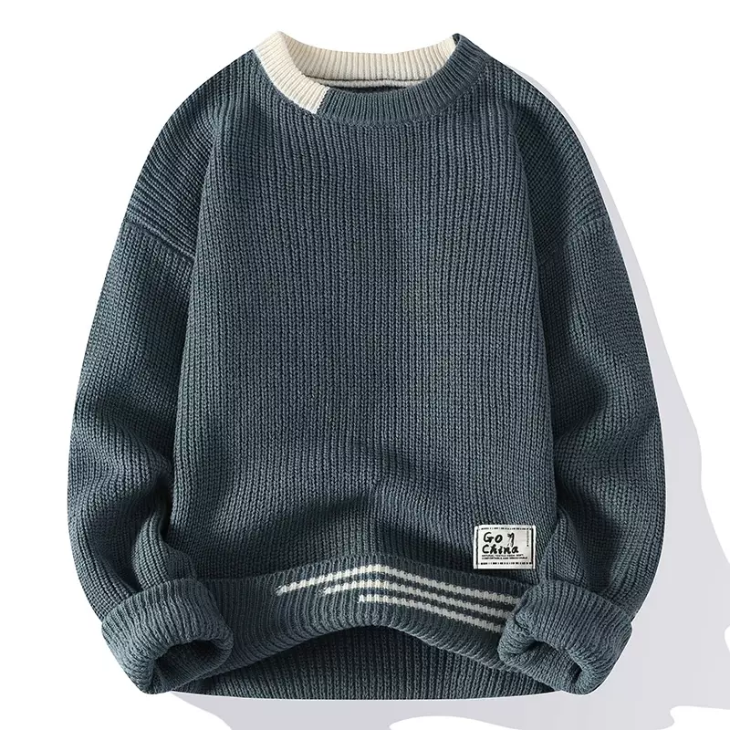 Men Vintage Twist Sweater Round Neck Male Fit Knitted Pullover Loose Harajuku Mens Retro Sweaters Multicolors