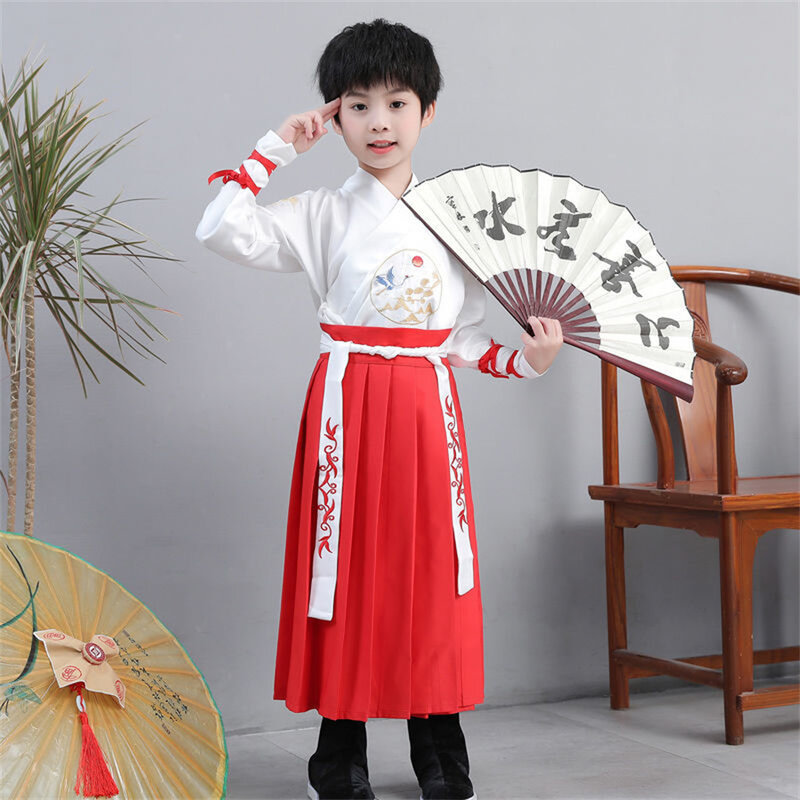 Oude Chinese Kostuum Kids Child Seven Fee Hanfu Jurk Kleding Folk Dance Performance Chinese Traditionele Jurk Voor Meisjes