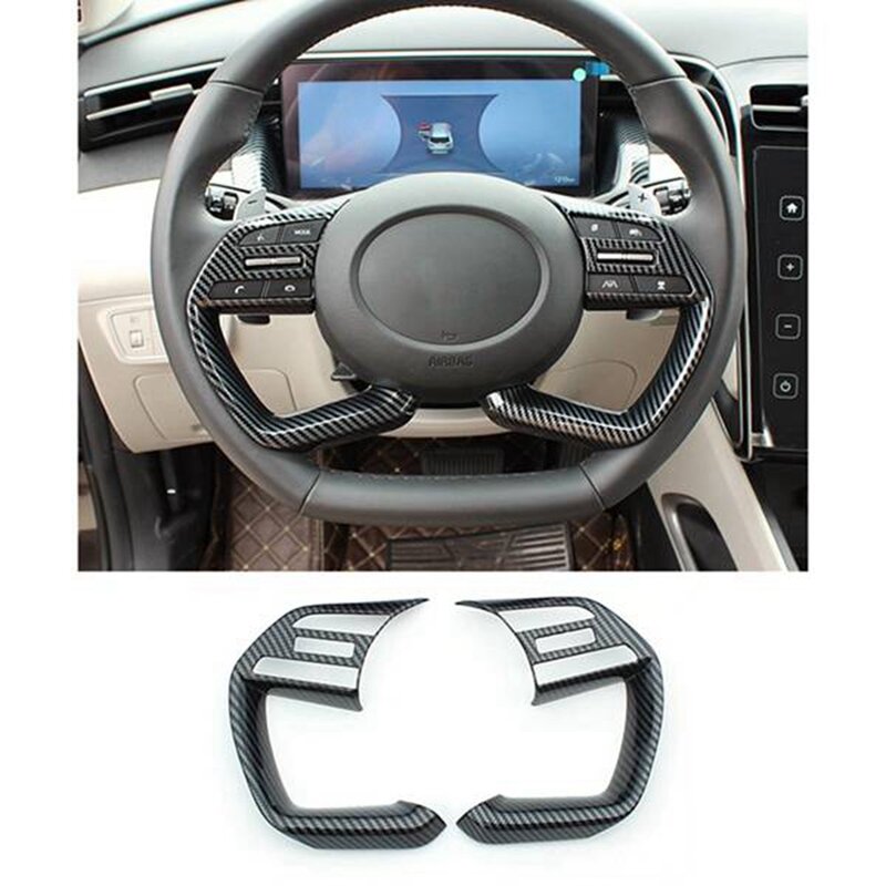 Для Hyundai Tucson L 2021 2022 Автомобильная крышка кнопки рулевого колеса из углеродного волокна отделка Декоративная рамка наклейка