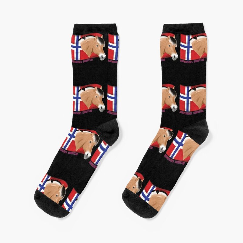 Norwegisches Fjord pferd mit Flagge für dunkle Oberflächen Socken Kompression strümpfe Frauen Heiz socken Winters ocken Socken Damen Herren