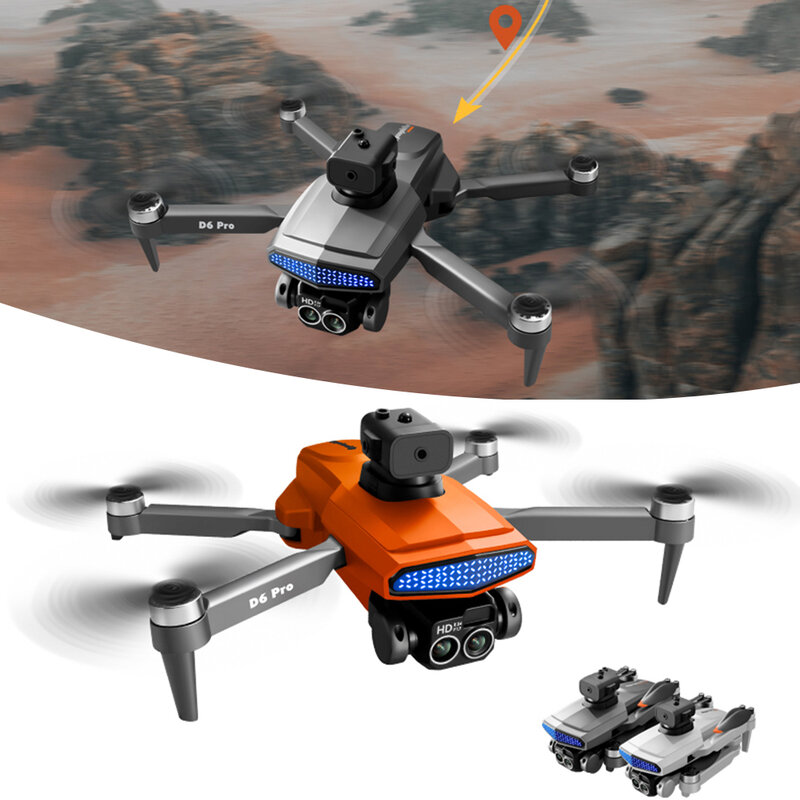 D6 Pro Drone tanpa sikat kamera ESC ganda, pesawat nirawak kuadkopter lipat aliran optik Hover dapat dilepas RC D6