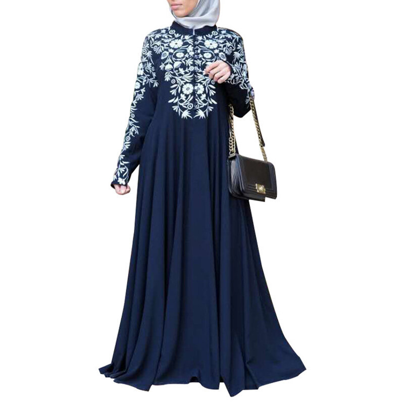 Kaftan Kleider für Frauen Langarm Rüschen Blumen Maxi muslimischen arabischen islamischen afrikanischen pakistani schen Kleid malaiischen langen Maxi kleid