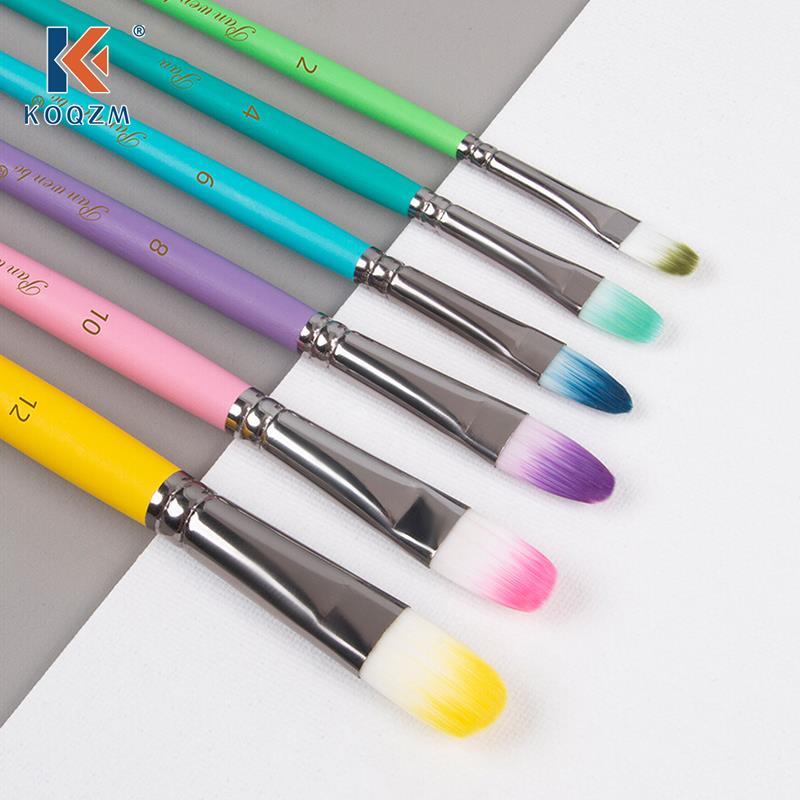 Penna ad acquerello Set di 6 pennelli pennello in Nylon Color Macaron pennello a olio per pittura acrilica a guazzo